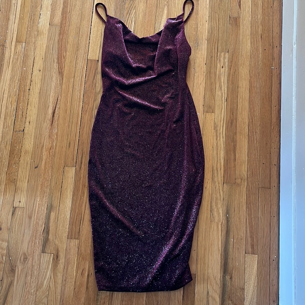 velvet sparkly pencil dress, maroon with silver sparkles
